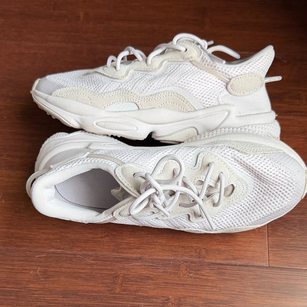 Adidas Originals Ozweegos Chunky Mesh Athletic Sneakers in cream and mauve